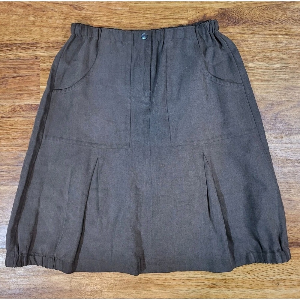Babette Of San Francisco Size P Brown Silk & Linen Skirt